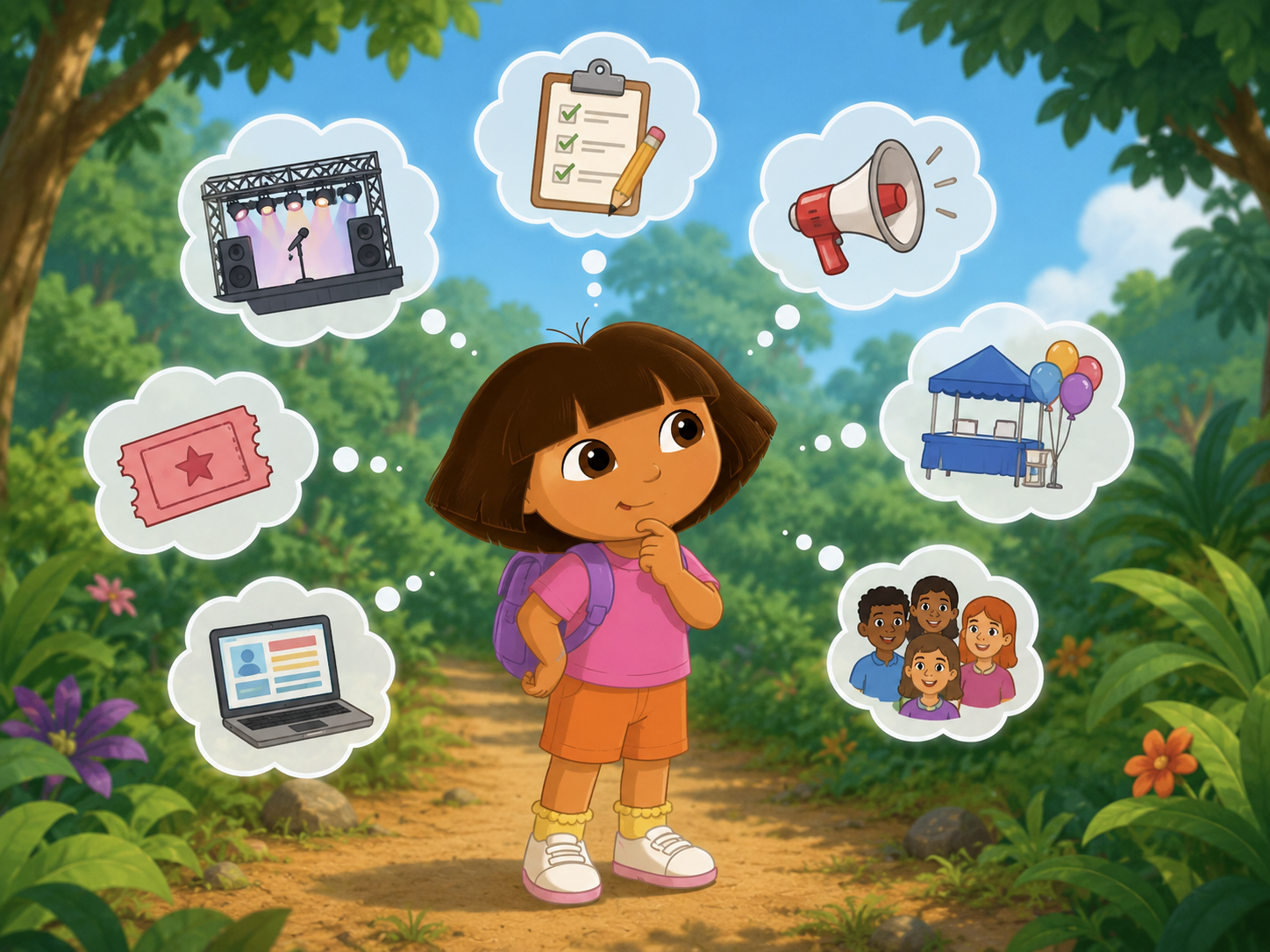 Dora the Explora looking for key event features