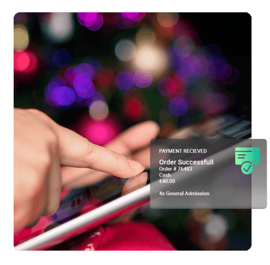 Close-up of hand tapping tablet with on-screen confirmation of successful cash ticket order. Close-up of hand tapping tablet with on-screen confirmation of successful cash ticket order.
