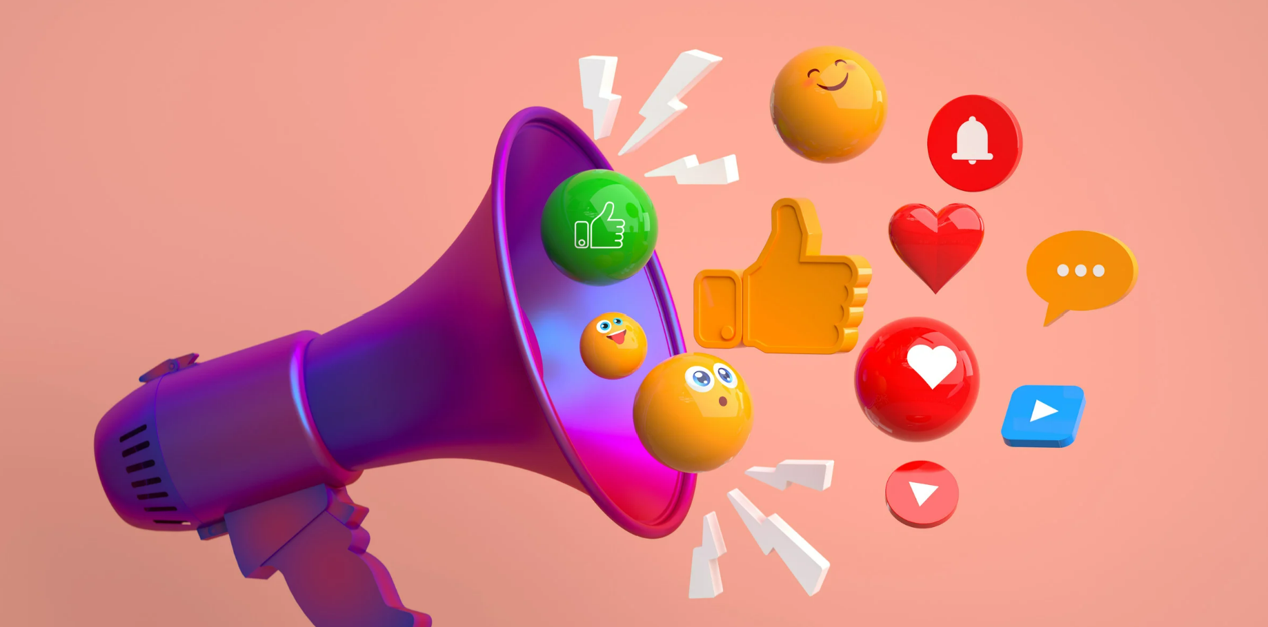 Megafon with emojis coming out