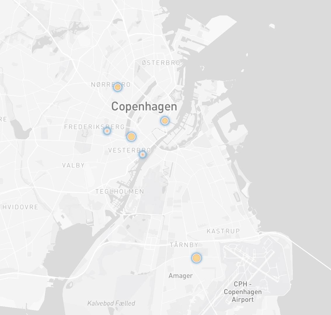 Kort over København, Danmark i gråt