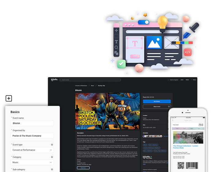 Værktøjer til oprettelse af eventsider og interface til billetplatform